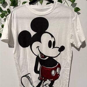 Disney White Cotton Mickey Mouse T-Shirt NWOT